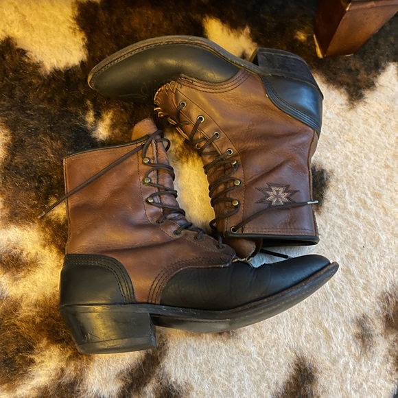 Vintage Abilene Western Lace Up Kiltie Boots - Picture 3 of 15